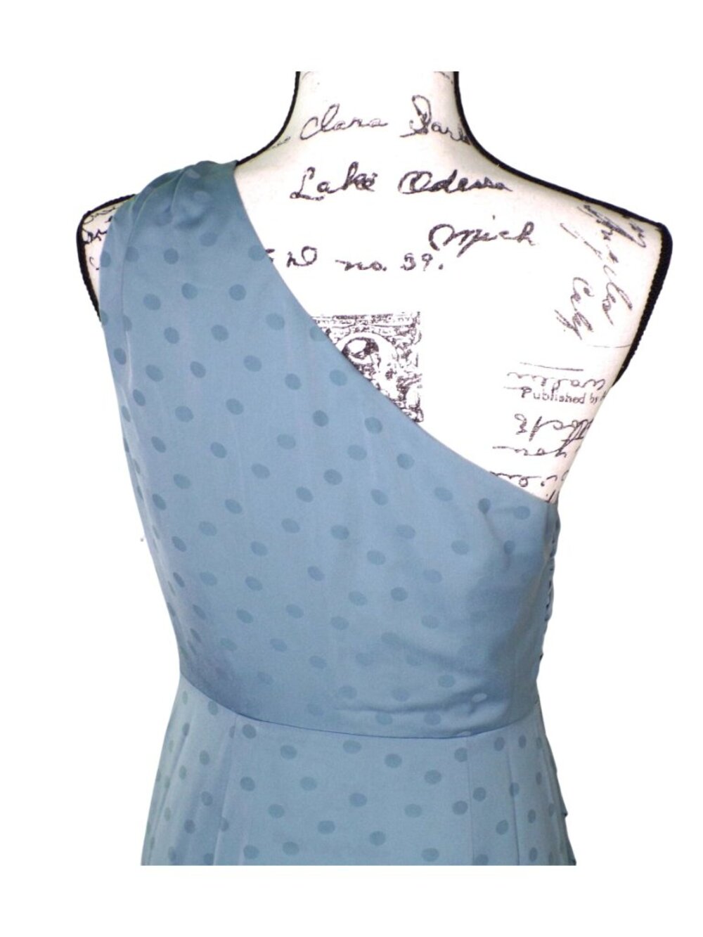 🆕FAVORITE DAUGHTER The Singles Table One Shoulder Gown Dress Polka Dot Blue 2 - Picture 15 of 16
